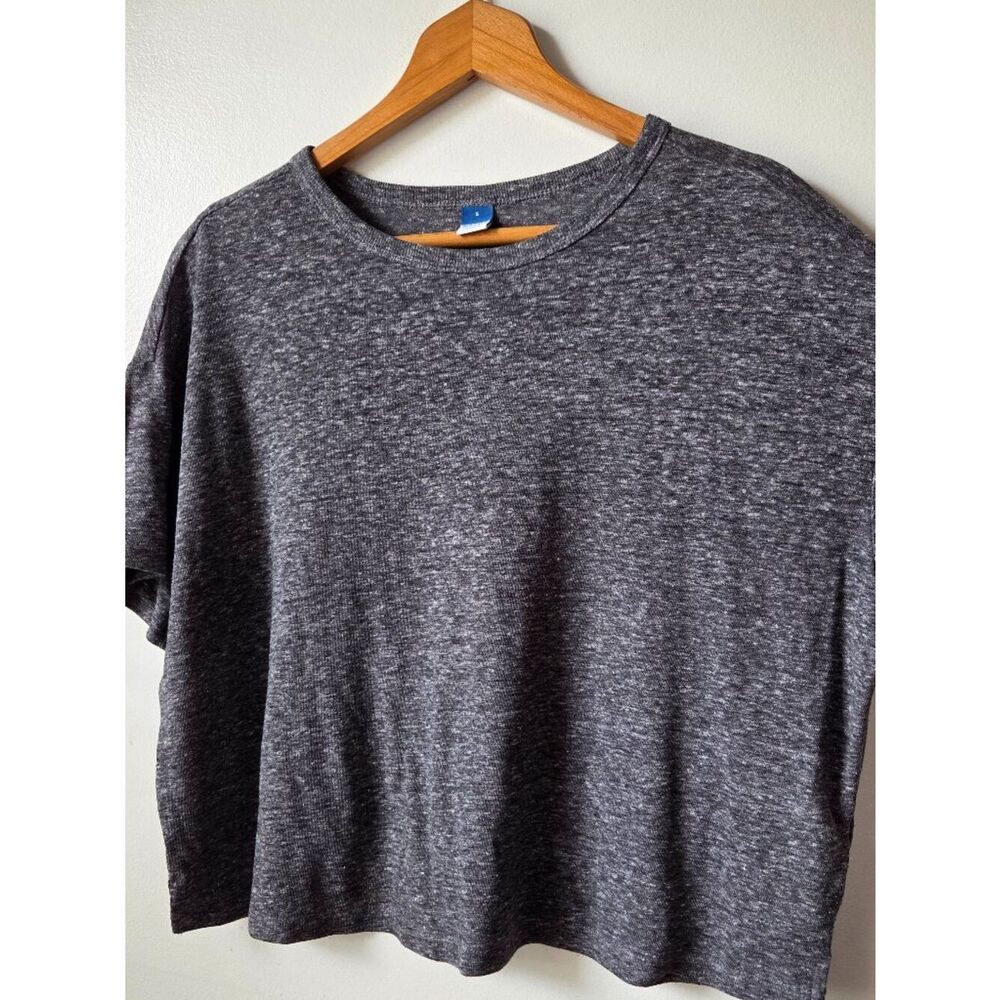 EUC OLD NAVY LINEN BLEND GREY HEATHERED TEE SIZE SMALL OVERSIZED - Picture 2 of 11